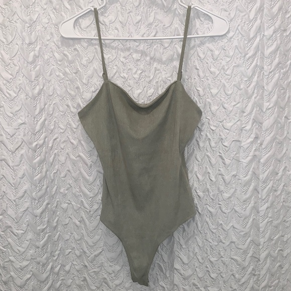 Sage Green These Three Boutique Suede Bodysuit - Picture 1 of 4